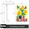 G128 Combo Pack: Garden Flag Stand Black 36x16 Inch & Garden Flag Garden Spring Bloom USA Flower Pot with Butterflies 12x18 Inch
